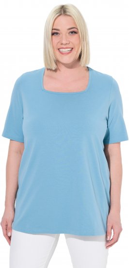 Ulla Popken Essential Square Neck Stretch Tee Light Teal - Tričká - 