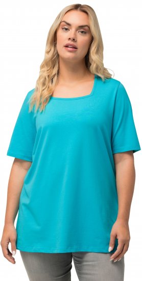 Ulla Popken Essential Square Neck Stretch Tee Deep Aqua - Tričká - 