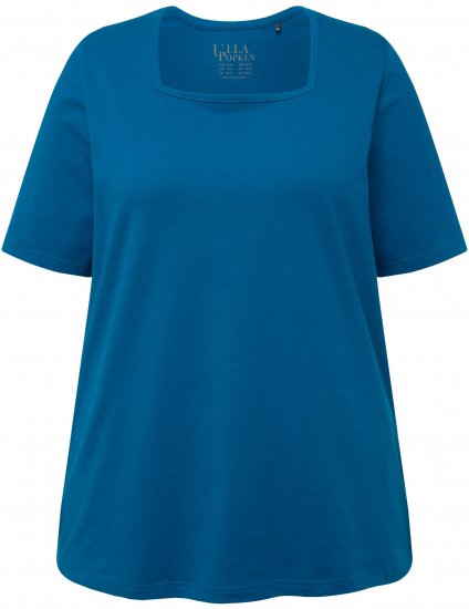 Ulla Popken Essential Square Neck Stretch Tee Medium Blue - Tričká - 