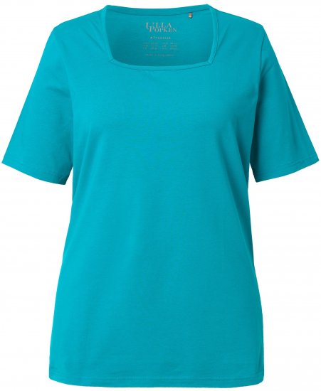 Ulla Popken Essential Square Neck Stretch Tee Green Emerald - Tričká - 