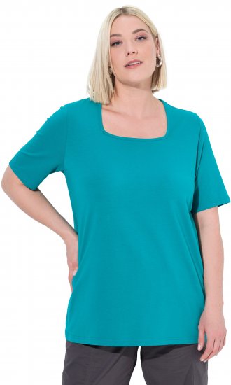 Ulla Popken Essential Square Neck Stretch Tee Green Emerald - Tričká - 