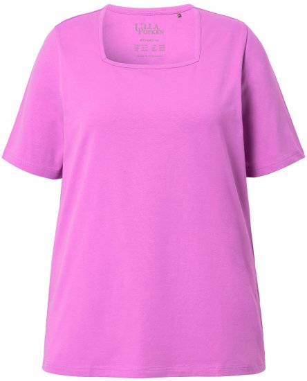 Ulla Popken Essential Square Neck Stretch Tee Cool Pink - Tričká - 