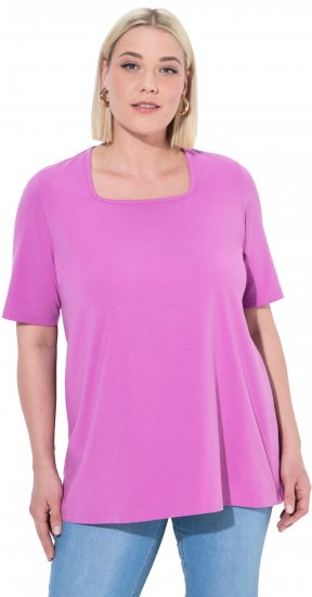 Ulla Popken Essential Square Neck Stretch Tee Cool Pink - Tričká - 