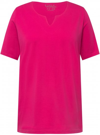 Ulla Popken Essential Square Neck Stretch Tee Fuchsia Pink - Tričká - 