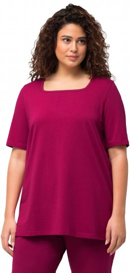 Ulla Popken Essential Square Neck Stretch Tee Magnolia Red - Tričká - 