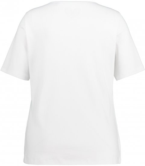 Ulla Popken Double Layer Rounded V-Neck Slim Fit Tee Snow White - Tričká - 