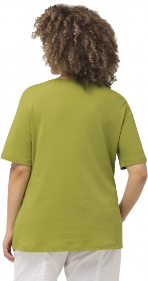 Ulla Popken Double Layer Rounded V-Neck Slim Fit Tee Apple Green - Tričká - 