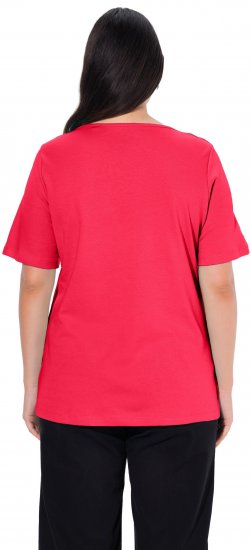 Ulla Popken Double Layer Rounded V-Neck Slim Fit Tee Red - Tričká - 