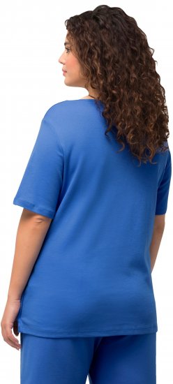 Ulla Popken Double Layer Rounded V-Neck Slim Fit Tee Blue - Tričká - 