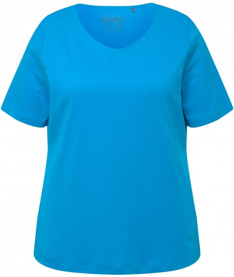 Ulla Popken Double Layer Rounded V-Neck Slim Fit Tee Sapphire Blue - Tričká - 
