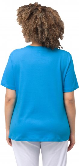 Ulla Popken Double Layer Rounded V-Neck Slim Fit Tee Sapphire Blue - Tričká - 