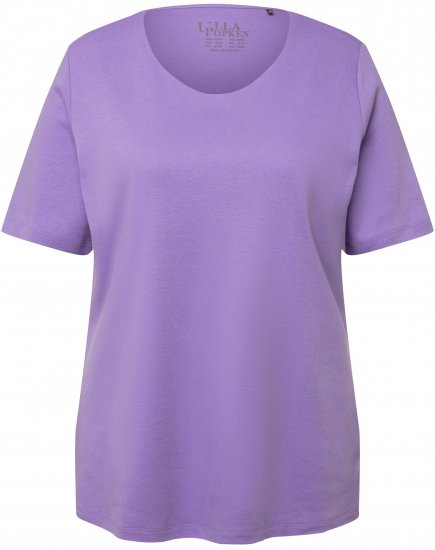 Ulla Popken Double Layer Rounded V-Neck Slim Fit Tee Pale Lilac - Tričká - 