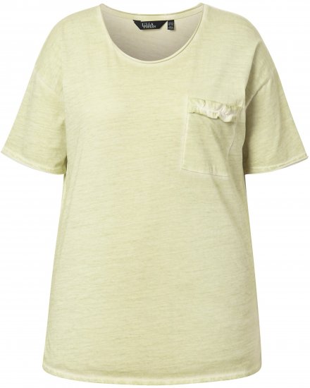 Ulla Popken Cold Dye Ruffle Edge Pocket Tee Pistachio - Tričká - 