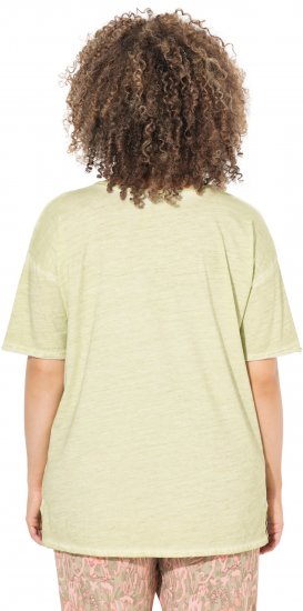 Ulla Popken Cold Dye Ruffle Edge Pocket Tee Pistachio - Tričká - 