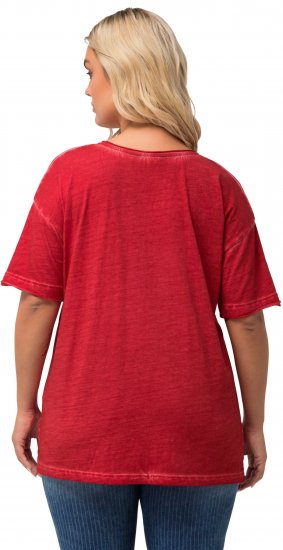 Ulla Popken Cold Dye Ruffle Edge Pocket Tee Salsa - Tričká - 