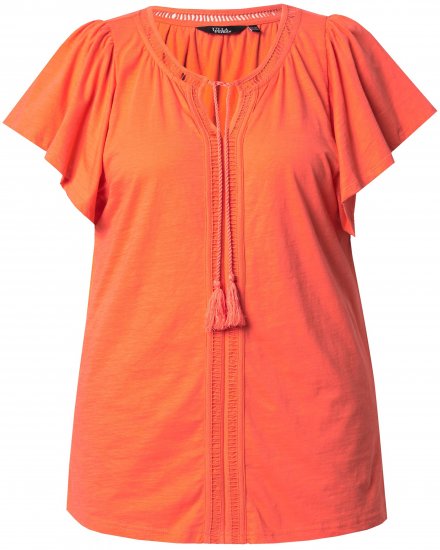 Ulla Popken Wing Sleeve V-Neck Tee Coral Pink - Tričká - 