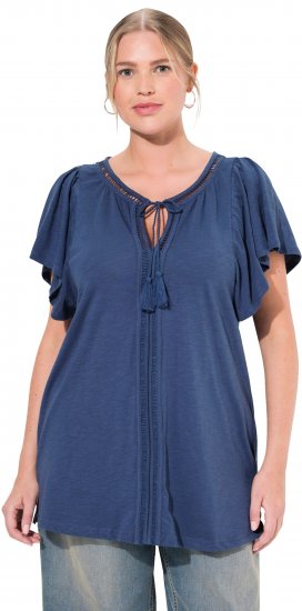 Ulla Popken Wing Sleeve V-Neck Tee Navy - Tričká - 