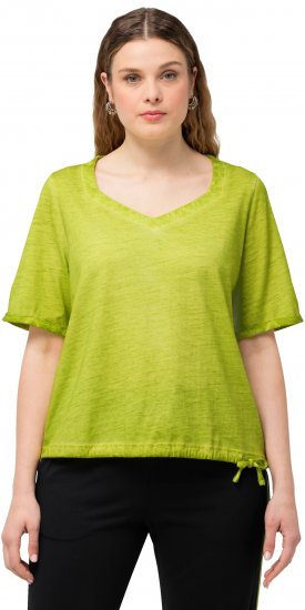 Ulla Popken Cold Dyed Sweetheart Neckline Short Sleeve Tee Apple Green - Tričká - 