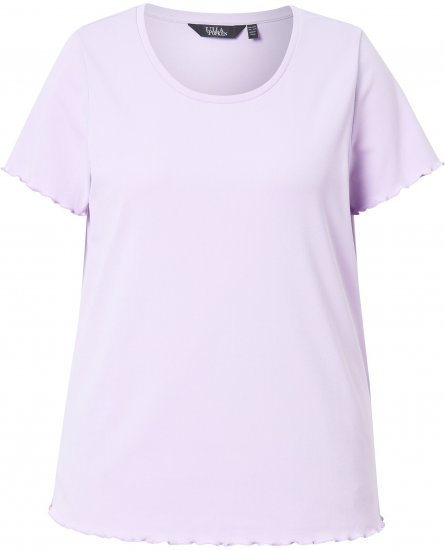 Ulla Popken Ribbed Lettuce Hem Short Sleeve Tee Lavender - Tričká - 