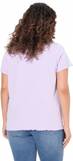 Ulla Popken Ribbed Lettuce Hem Short Sleeve Tee Lavender - Tričká - 
