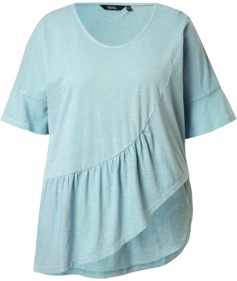 Ulla Popken Asymmetric Flounce Panel Short Sleeve Tee Light Moss Green - Tričká - 