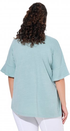 Ulla Popken Asymmetric Flounce Panel Short Sleeve Tee Light Moss Green - Tričká - 