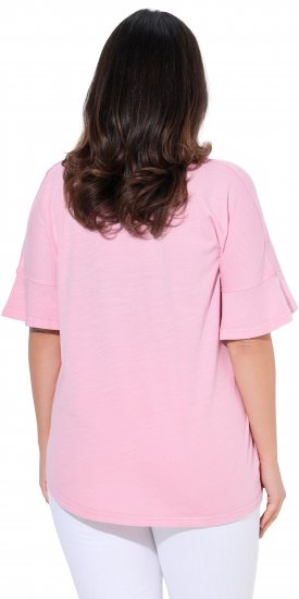 Ulla Popken Asymmetric Flounce Panel Short Sleeve Tee Pink - Tričká - 