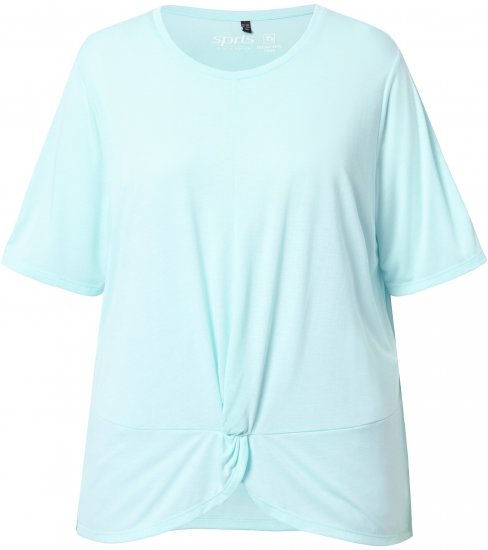 Ulla Popken Antibacterial Short Sleeve Draped Tee Light Turquiose - Tričká - 