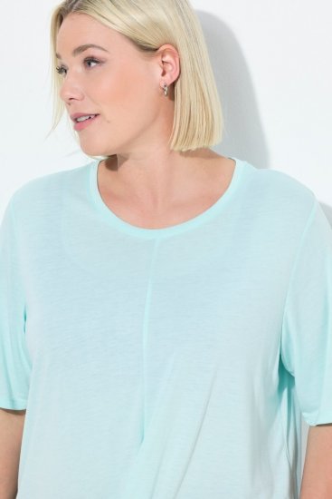 Ulla Popken Antibacterial Short Sleeve Draped Tee Light Turquiose - Tričká - Dámske tričká