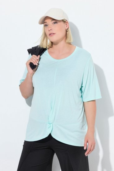 Ulla Popken Antibacterial Short Sleeve Draped Tee Light Turquiose - Tričká - Dámske tričká
