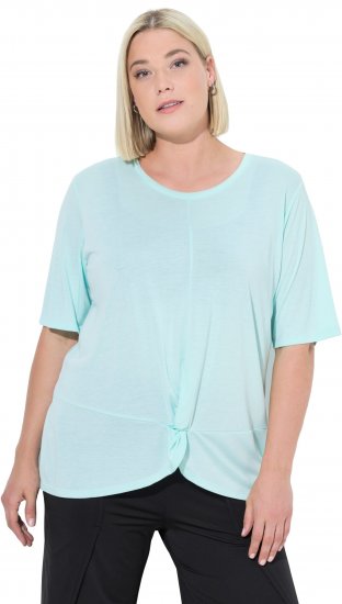 Ulla Popken Antibacterial Short Sleeve Draped Tee Light Turquiose - Tričká - 