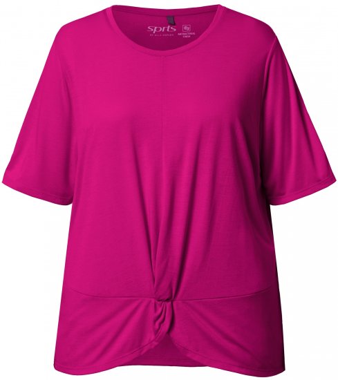 Ulla Popken Antibacterial Short Sleeve Draped Tee Light Magenta - Tričká - 