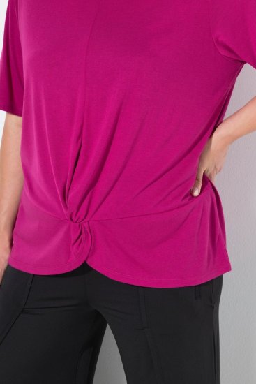 Ulla Popken Antibacterial Short Sleeve Draped Tee Light Magenta - Tričká - Dámske tričká