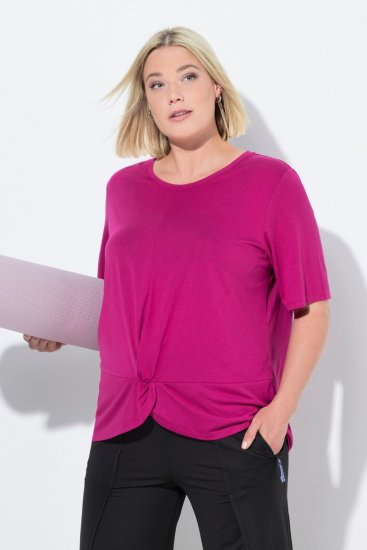 Ulla Popken Antibacterial Short Sleeve Draped Tee Light Magenta - Tričká - Dámske tričká