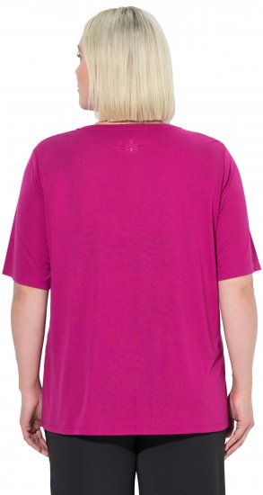 Ulla Popken Antibacterial Short Sleeve Draped Tee Light Magenta - Tričká - 
