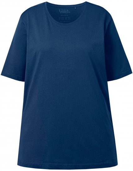 Ulla Popken Basic Round Neck Short Sleeve Relaxed Fit T-Shirt Dark Blue - Tričká - 