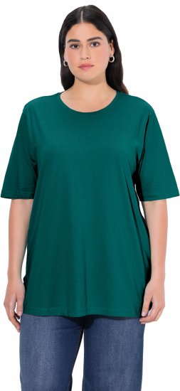Ulla Popken Basic Round Neck Short Sleeve Relaxed Fit T-Shirt Teal Green - Tričká - 