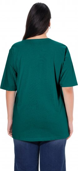 Ulla Popken Basic Round Neck Short Sleeve Relaxed Fit T-Shirt Teal Green - Tričká - 