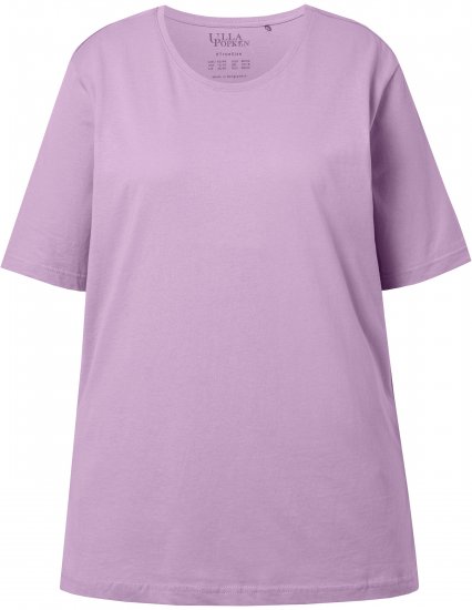 Ulla Popken Basic Round Neck Short Sleeve Relaxed Fit T-Shirt Lavender Pink - Tričká - 