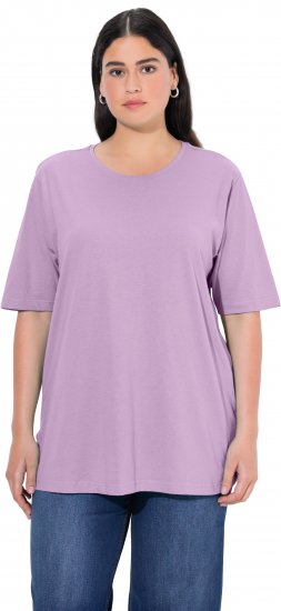 Ulla Popken Basic Round Neck Short Sleeve Relaxed Fit T-Shirt Lavender Pink - Tričká - 