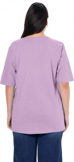 Ulla Popken Basic Round Neck Short Sleeve Relaxed Fit T-Shirt Lavender Pink - Tričká - 