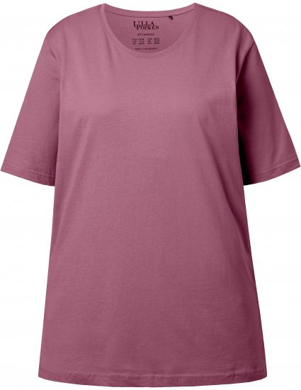 Ulla Popken Basic Round Neck Short Sleeve Relaxed Fit T-Shirt Dark Rose Red - Tričká - 
