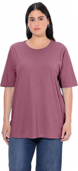 Ulla Popken Basic Round Neck Short Sleeve Relaxed Fit T-Shirt Dark Rose Red - Tričká - 