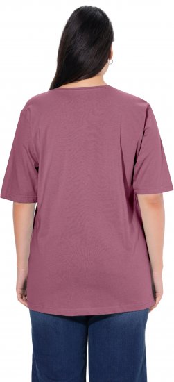 Ulla Popken Basic Round Neck Short Sleeve Relaxed Fit T-Shirt Dark Rose Red - Tričká - 