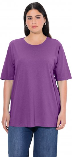 Ulla Popken Basic Round Neck Short Sleeve Relaxed Fit T-Shirt Purple - Tričká - 