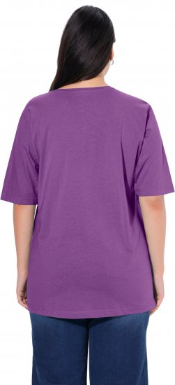 Ulla Popken Basic Round Neck Short Sleeve Relaxed Fit T-Shirt Purple - Tričká - 