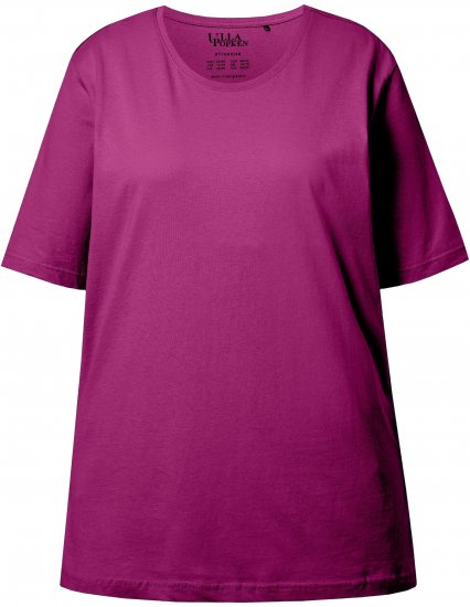 Ulla Popken Basic Round Neck Short Sleeve Relaxed Fit T-Shirt Berry Purple - Tričká - 