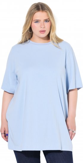 Ulla Popken Basic Round Neck Short Sleeve T-Shirt Light Blue - Tričká - 