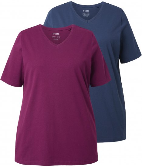 Ulla Popken Eco Cotton Basic T-Shirt 2-Pack Black/Red - Tričká - 