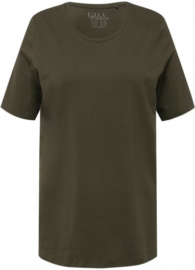 Ulla Popken Essential Round Neck Stretch Tee Forest Green - Tričká - 